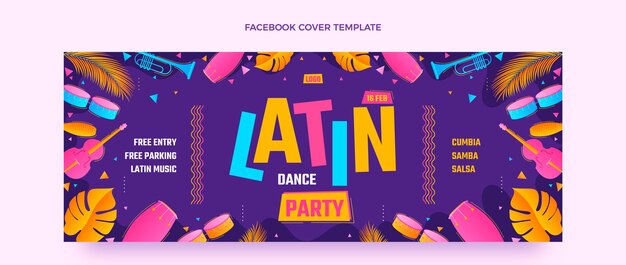 Modello di copertina dei social media per feste di ballo latino sfumato