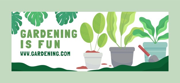 Modello di copertina dei social media per giardinaggio e giardinaggio