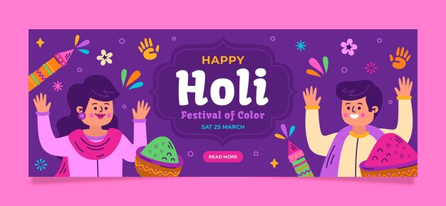 Modello di copertina dei social media per la celebrazione del festival holi