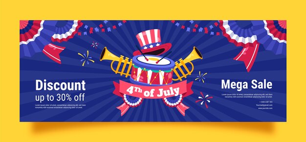 Modello di copertina dei social media per la celebrazione delle vacanze del 4 luglio americano
