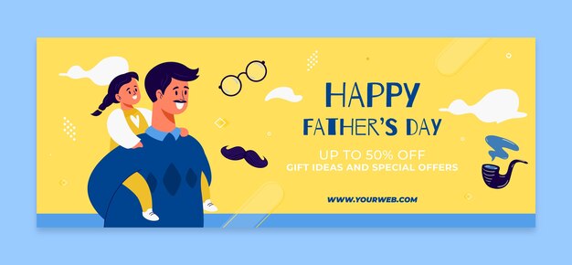 Modello di copertina dei social media per la festa del papà piatto