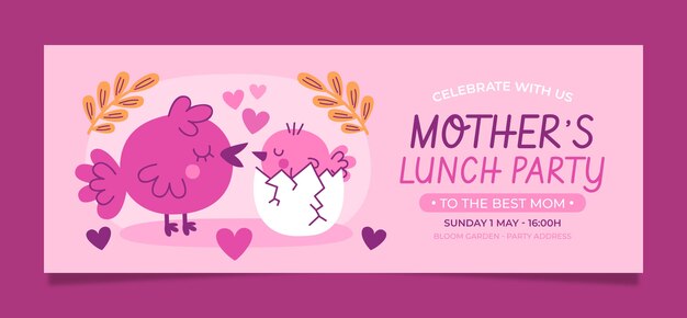 Modello di copertina dei social media per la festa della mamma piatta