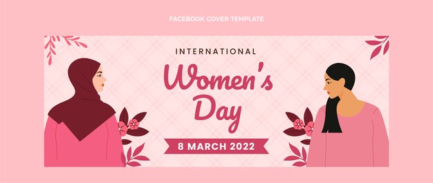Modello di copertina dei social media per la giornata internazionale della donna disegnata a mano