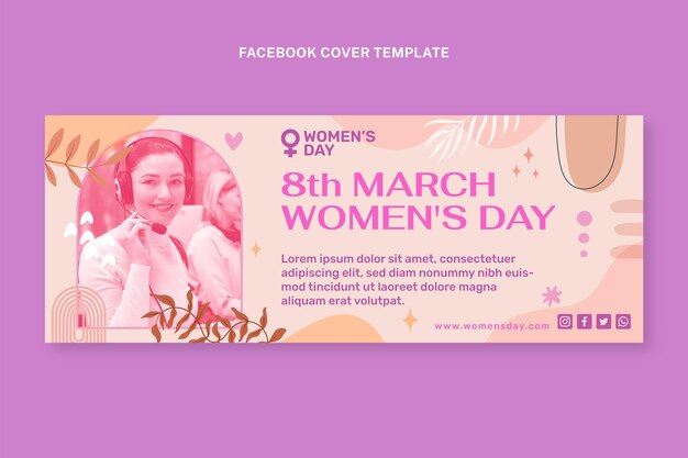 Modello di copertina dei social media per la giornata internazionale della donna disegnata a mano