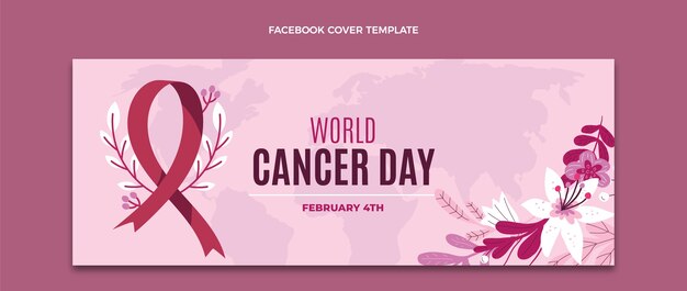 Modello di copertina dei social media per la giornata mondiale del cancro piatta