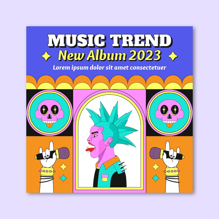 Vettore gratuito modello di copertina dell'album disegnato a mano