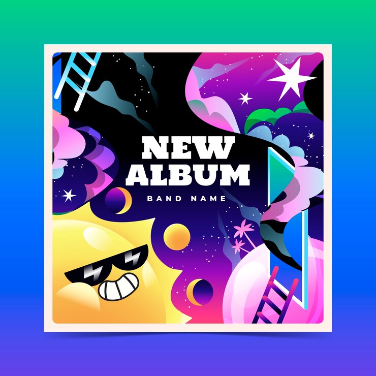 Vettore gratuito modello di copertina dell'album sfumato