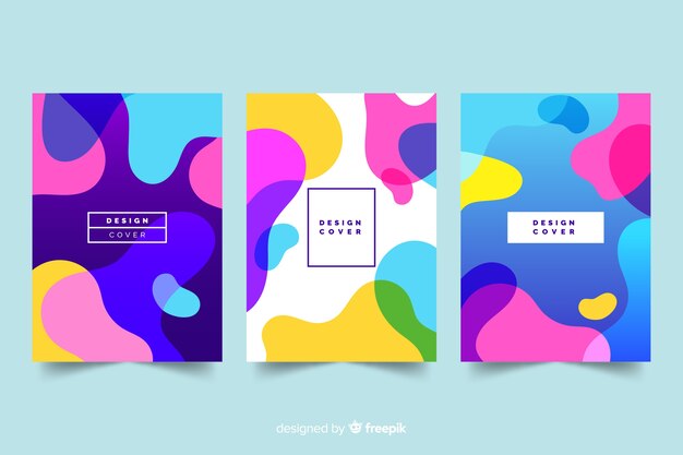 Modello di copertina di design con effetto liquido colorato
