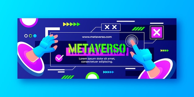 Modello di copertina di facebook del concetto di metaverso sfumato