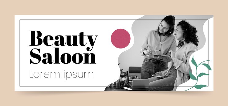 Vettore gratuito modello di copertina di facebook del salone di bellezza minimo