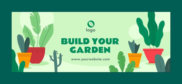 Modello di copertina di facebook di giardinaggio disegnato a mano