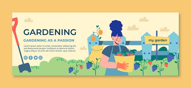 Modello di copertina di facebook di giardinaggio disegnato a mano