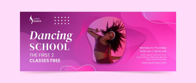 Modello di copertina di facebook fluido disegnato a mano della scuola di danza