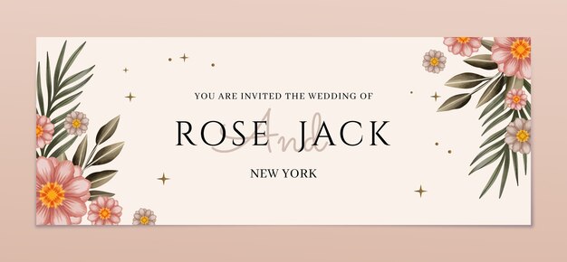 Modello di copertina di facebook per la celebrazione del matrimonio dell'acquerello