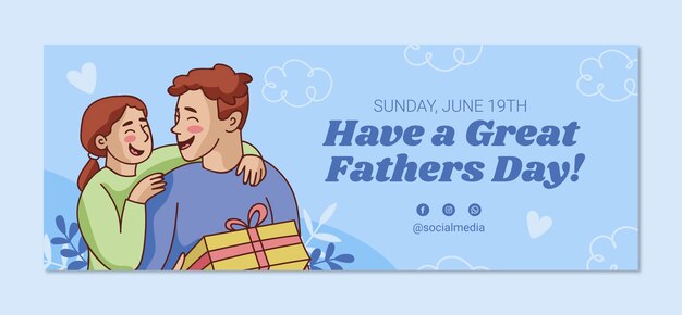 Modello di copertina di facebook per la festa del papà disegnato a mano