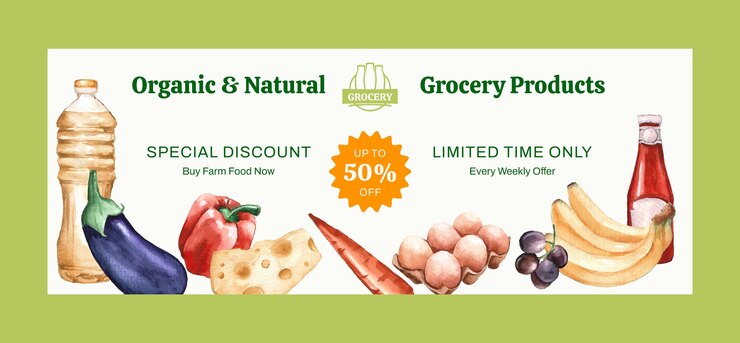 Vettore gratuito modello di copertina di facebook per negozi di alimentari