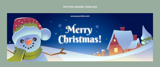 Modello di copertina di twitter di natale piatto