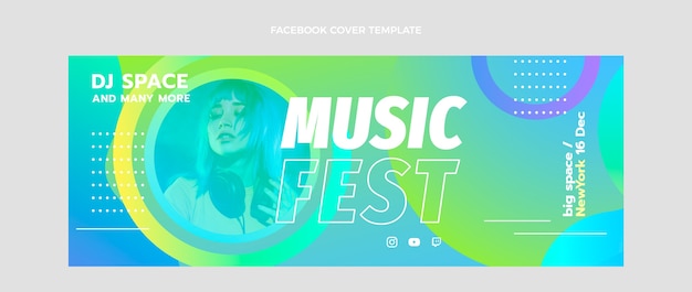 Modello di copertina facebook del festival musicale sfumato