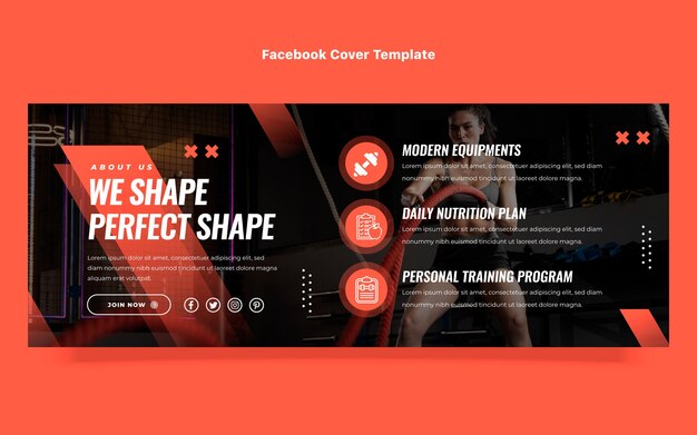Modello di copertina facebook design piatto fitness