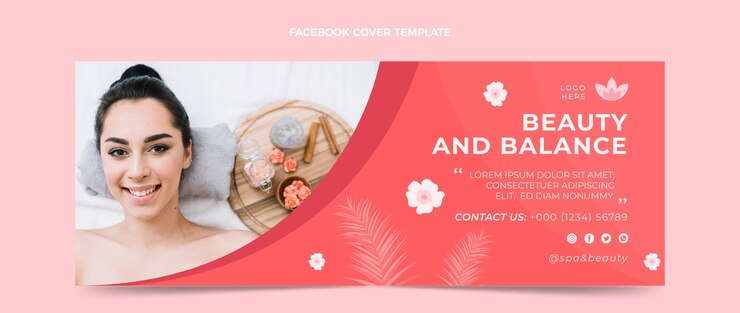 Vettore gratuito modello di copertina facebook di design piatto spa