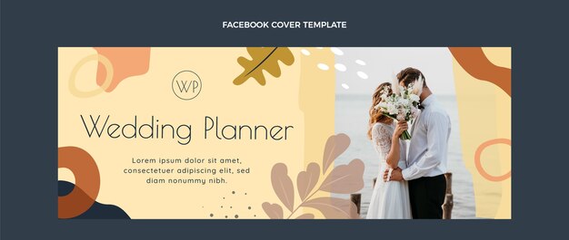 Modello di copertina facebook di wedding planner disegnato a mano