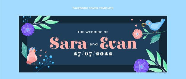 Modello di copertina facebook per matrimonio disegnato a mano