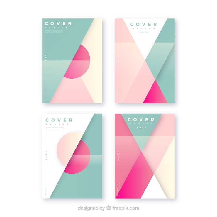Vettore gratuito modello di copertina moderna con design geometrico