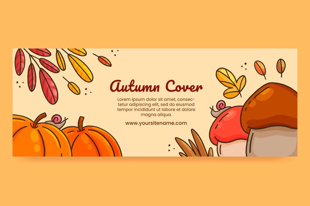 Modello di copertina per social media autunnale disegnato a mano