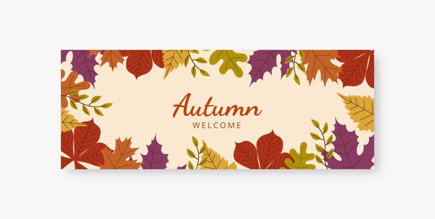 Modello di copertina per social media autunnale piatto disegnato a mano
