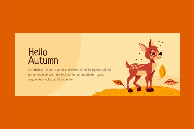 Modello di copertina per social media autunnale piatto disegnato a mano