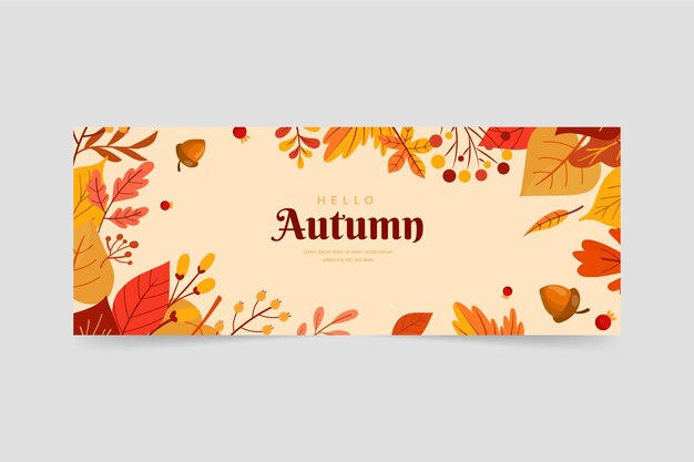 Modello di copertina per social media autunnale piatto disegnato a mano