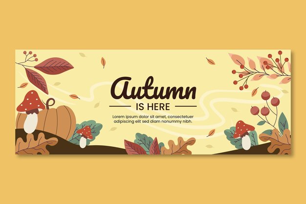 Modello di copertina per social media autunnale piatto disegnato a mano