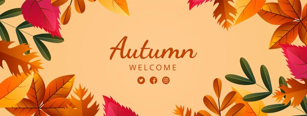 Modello di copertina per social media autunnale realistico