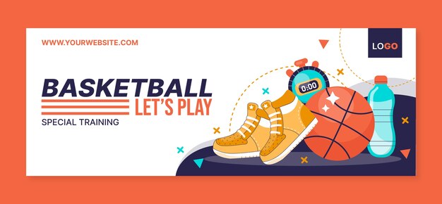 Modello di copertina per social media basket piatto