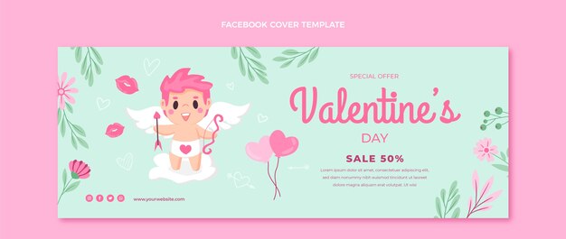 Modello di copertina per social media della pagina di destinazione piatta di San Valentino