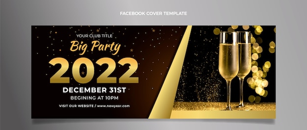 Modello di copertina per social media di capodanno sfumato