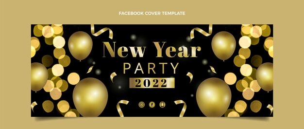 Modello di copertina per social media di capodanno sfumato