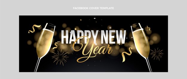 Modello di copertina per social media di capodanno sfumato