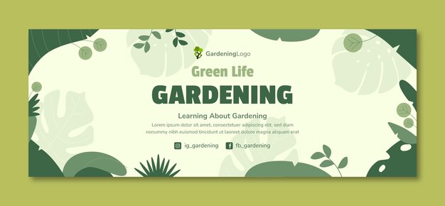 Modello di copertina per social media di giardinaggio piatto