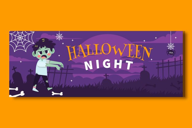 Modello di copertina per social media di halloween piatto disegnato a mano