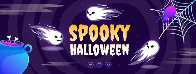 Modello di copertina per social media di halloween sfumato