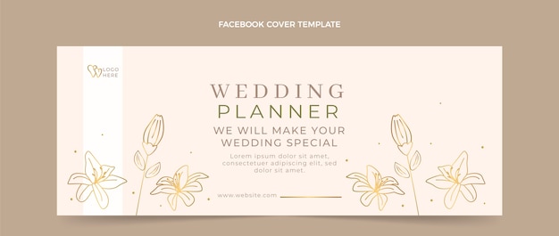 Modello di copertina per social media di wedding planner piatto