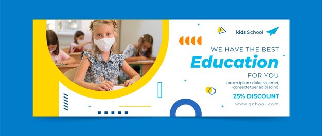 Modello di copertina per social media flat back to school