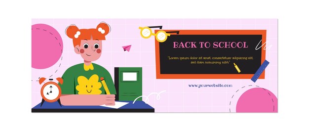 Modello di copertina per social media flat back to school