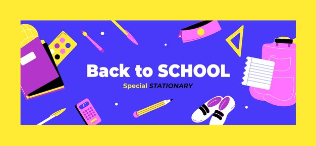 Modello di copertina per social media flat back to school