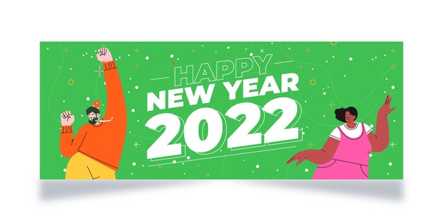 Modello di copertina per social media piatto di capodanno disegnato a mano
