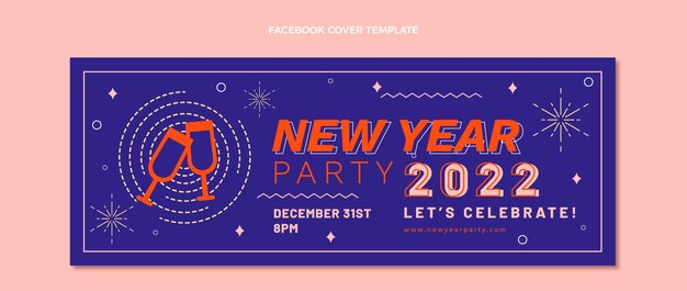 Modello di copertina per social media piatto di capodanno