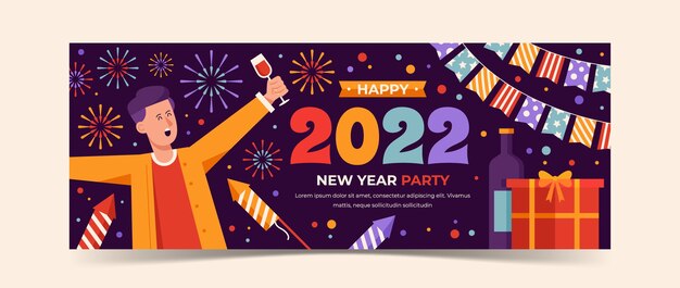 Modello di copertina per social media piatto di capodanno