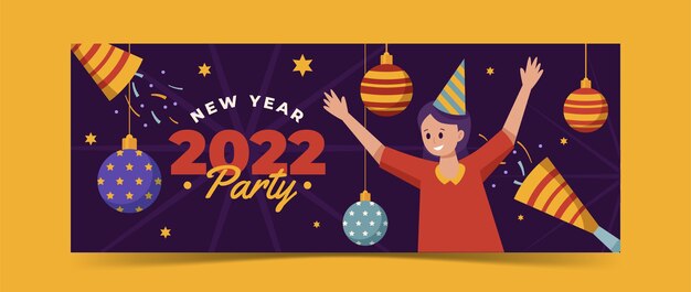Modello di copertina per social media piatto di capodanno