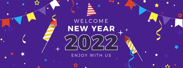 Modello di copertina per social media piatto di capodanno